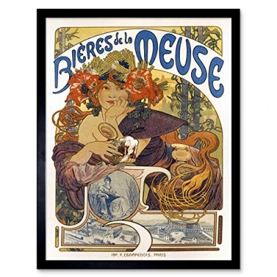 Image of Wee Blue Coo Beer Of The Meuse Paris France Vintage Art Print Framed Poster Wall Decor 12x16 inch