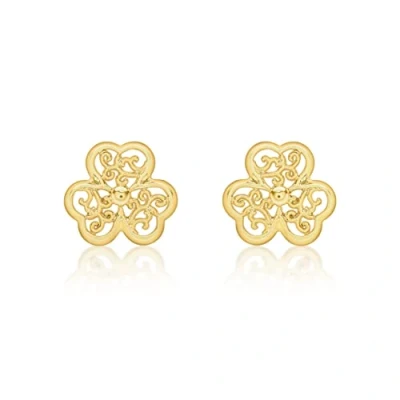 Image of Carissima Gold Women&#039;s 9ct Yellow Filigree Shamrock Stud Earrings