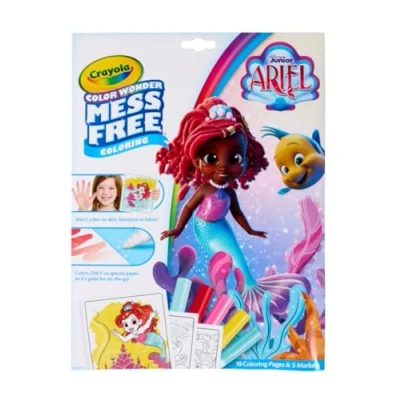 Image of CRAYOLA Color Wonder Ariel Colouring Mess Free Book (Includes 18 Pages &amp; 5 Magic Markers)