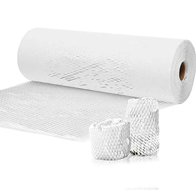 Image of Honeycomb Wrap Roll, 12 Inch x 65.6 Feet Cushioning Perforated Protective Packaging Paper for Packing Shipping and Moving House (White, 30cm*20m)