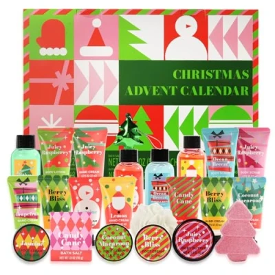 Image of Advent Calendar 2024, 24pc Christmas Spa Gifts Set for Women, Hand Cream, Lotions, Bubble Baths,Christmas Tree Bomb Skincare Gift Mum Ladies