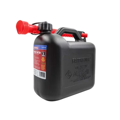 Image of Faithfull 5 Litre Plastic Fuel Can Black. Complies with: UN/16/1558/23