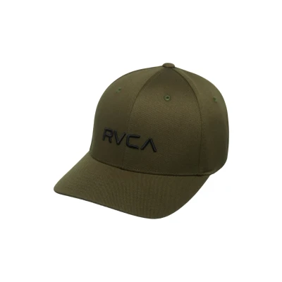 Image of RVCA Men&#039;s Flexfit Curved Brim Fitted Hat Baseball Cap, Fatigue, L