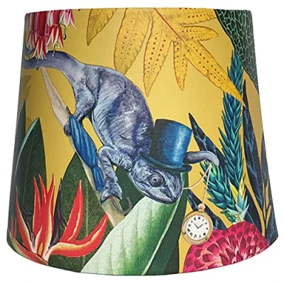 Image of Ochre Yellow Tropical Jungle Lampshade Ceiling Light Shade Parrot Bird Chameleon Animal Wonderland