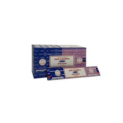 Image of Satya 01326 Nag Champa &amp; Nirvana Combo Set of Incense Sticks, 12 Packs x 16g, Multi, One Size