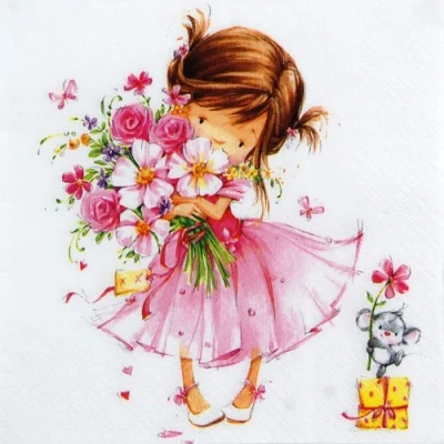 Image of Home Fashion Lunch Napkin Little Princess 33X33 Cm, Multi Colour, One Size