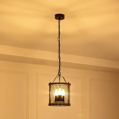 Image of Lucande pendant light Eryk, Ø 23 cm, black, glass, 3 bulb