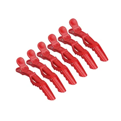 Image of Crocodile Hair Clips, 6Pcs Red Alligator Clips For Hair, Salon Sectioning Clamps Professional Hairdressing, Styling, Clip (Red)