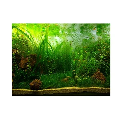 Image of Aquarium Fish Tank Background Poster PVC Adhesive Decor Paper Green Water Grass Aquatic Style Like Real(122 * 50cm)