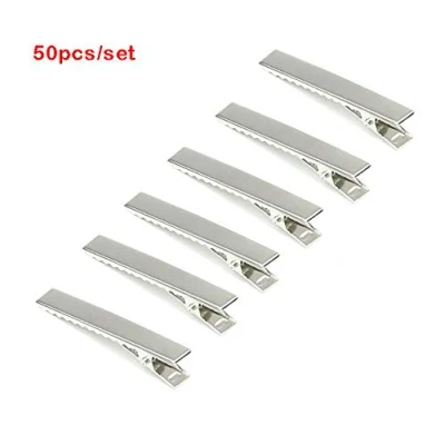 Image of 50pcs Silver Tone Pinch Alligator Hair Clips 45mm with Crocodile Ideal for Crafts and Other Accessories Pins Care Barrette