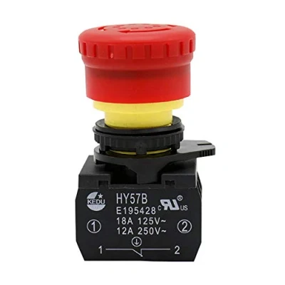 Image of KEDU HY57B Emergency Stop Push Button Switches Red Mushroom Head Rotary Switch for Industrial Equipment 125V/250V/400V 18A/12A/8A