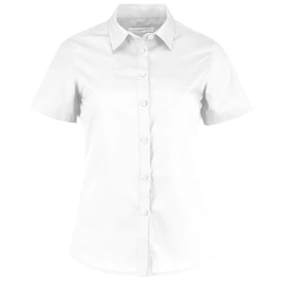 Image of Kustom Kit Womens S/S Poplin Shirt, White, 26. KK241