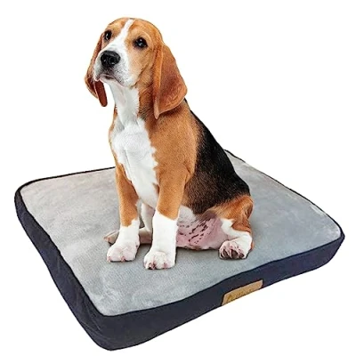 Image of Ellie Bo Small Dog Bed for 24 inch Cage/Crate Blue Corduroy/Grey FauxFur