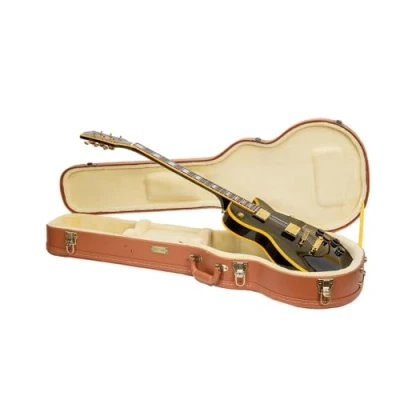 Image of Crossrock Relief Series Wooden Case For Les Paul Electric Guitars, With Highly Textured Surface, Mink Imitation Fleece, Stainless Steel Latches, Redwood (CRW630LRO)