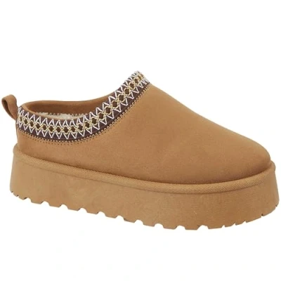 Image of Women&#039;s Braided Platform Slipper Boots (Tan, UK Footwear Size System, Adult, Women, Numeric, Medium, 7)