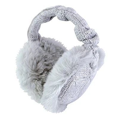Image of HEAT HOLDERS Ladies Winter Warm Knitted Ear Muffs Faux Fur Cold Weather (One Size, Light Grey)