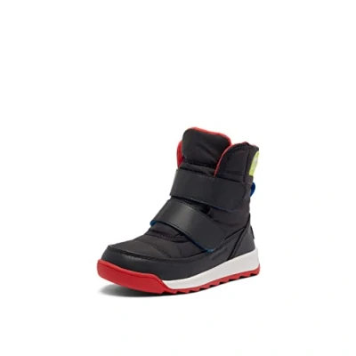 Image of Sorel Whitney 2 Strap Waterproof Unisex Kids Winter Boots, Grey Jet X Poppy Red, 6 UK