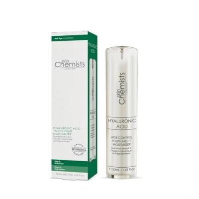 Image of skinChemists Hyaluronic Acid Age Control Youth Night Moisturiser 50ml Targets Dry &amp; Dehydrated Skin Promotes Healthy Youthful complexion