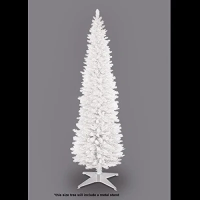 Image of Trans Continental 8ft White Pencil Slim Christmas Tree (CT07679)