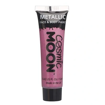 Image of Face &amp; Body Metallic Paint by Cosmic Moon Pink Water Based Makeup for Adults, Kids 12ml