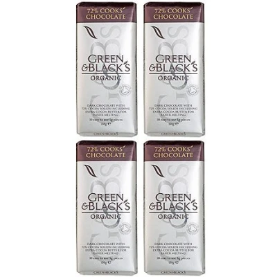 Image of (4 PACK) Green &amp; Blacks Organic DARK Cooking Chocolate 150g 4 PACK BUNDLE