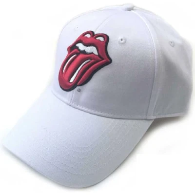Image of The Rolling Stones Baseball Cap Classic Tongue Band Logo White Strapback One Size