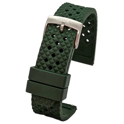Image of Max Honeycomb Style FKM Rubber Diver Replacement Watch Strap Fluororubber (20mm, Green)
