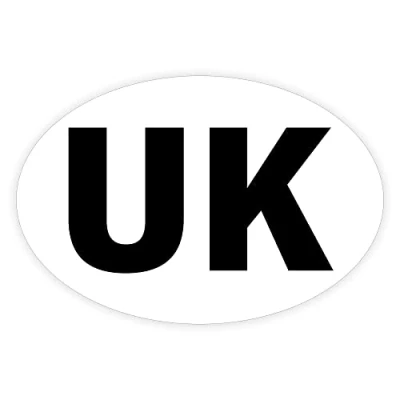 Image of Packwith Pack of 1 Oval UK Car Stickers for Europe (180 x 133 mm) Self Adhesive Number Plate Sticker Waterproof