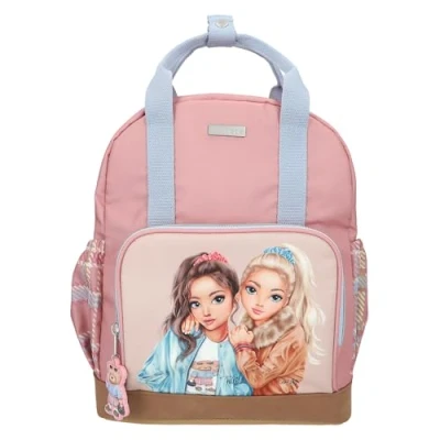 Image of Depesche 13012 TOPModel Team Teddy Backpack in Pink, Beige and Blue, with Model Motif Pendant, Bag Adjustable Straps Thermal Compartment