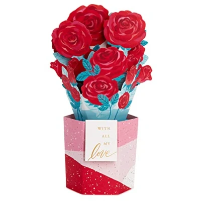 Image of Hallmark Valentine&#039;s Day Card for One I Love 3D Pop Up Bouquet of Roses Design