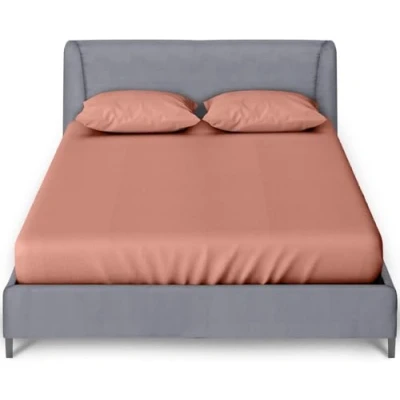 Image of Comfy King Fitted Sheet, Wrinkle Free Plain Bedding Percale Bedsheet, Polycotton Size Sheets, Blush Pink