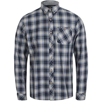 Image of Tokyo Laundry Roma Checked Long Sleeve Shirt in Bijou Blue S