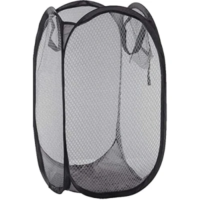Image of Toysrex Foldable Pop Up Mesh Washing Laundry Basket Bag Bin Hamper Toy Tidy Storage Organiser Organizer (Black)