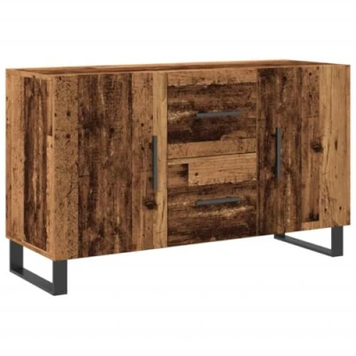 Image of vidaXL Sideboard/Cupboard Old Wood Finish, 100x36x60 cm, Engineered &amp; Metal Feet, Modern Style Storage Cabinet for Living Room/Kitchen