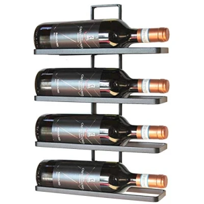 Image of DanDiBo Wine Rack Wall Mounted Metal Black 4 Expandable Bottels Bottle Stand Holder