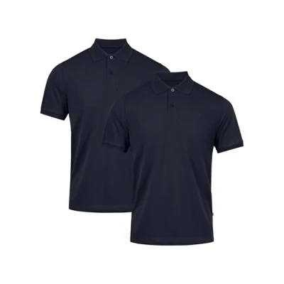 Image of DANISH ENDURANCE Polo Shirts for Men Adults, Men&#039;s Polos, Golf, Organic Cotton, Super Soft, Casual Workwear, Classic, Short Sleeve Men, Navy, 2 Pack, L