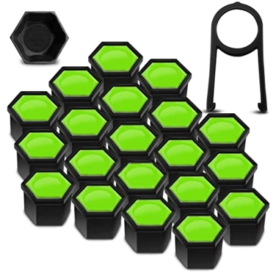 Image of Biomar Labs Set of 20pcs Car Wheel Nut Caps Bolt Cover 19mm Universal with Removal Tool Green LC 38