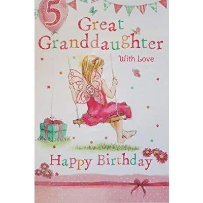 Image of Great Granddaughter 5th 5 Today Happy Birthday Card With A Lovely Verse