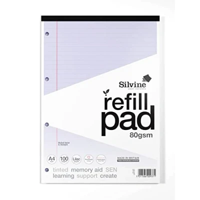 Image of Silvine A4 Likac Paper Dyslexia Refill Pad Lined with Margin (100 Pages)