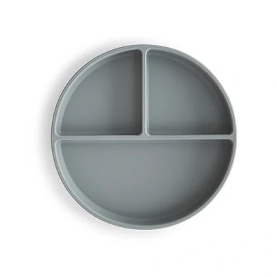 Image of Mushie Silicone Suction Plate Non Slip Baby Divided for Babies &amp; Toddlers Material: Food Grade Dishwasher Microwave Safe Stone