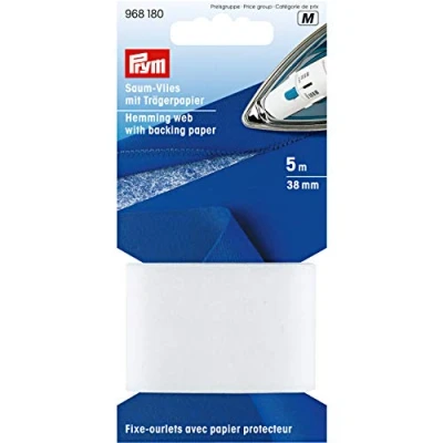 Image of Prym Hemming Fleece with Backing Paper for Iron On 38 mm White Polyester