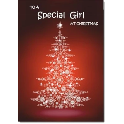 Image of doodlecards Special Girl Christmas Card Snowflake Tree Medium Size for with Plain Envelope