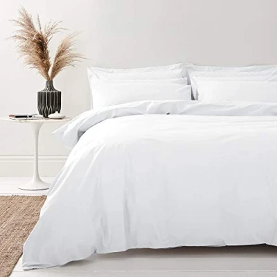 Image of Bianca 200 Thread Count Organic Cotton Super King Duvet Set Chalk White