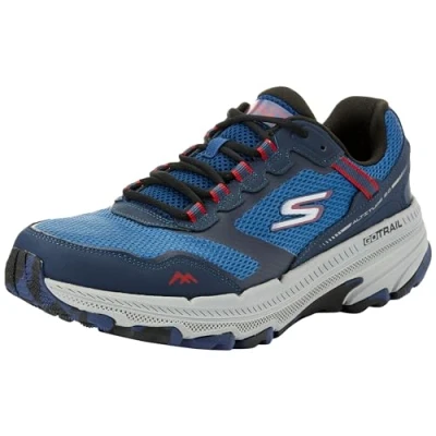 Image of Skechers Men&#039;s GO Run Trail Altitude 2.0 Trainers, Navy and Red Leather/Textile, 7 UK