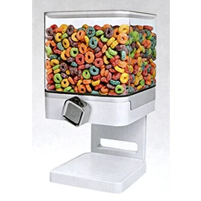 Image of Double/Single Cereal Dispenser Dry Food Container Machine/Storage Holds 19 Ounces (Single White)