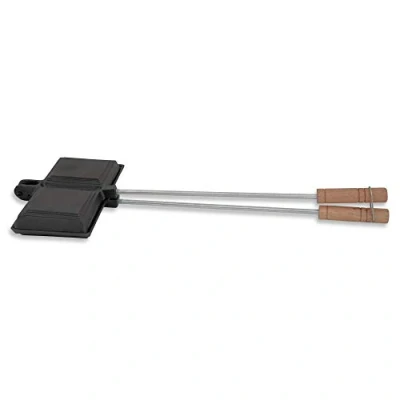 Image of BBQ Toro Waffle iron Sandwich + Pie grill toaster for Grilled cheese maker pan Stovetop press Panini Wooden handles