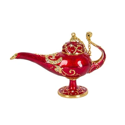 Image of QIFU Decorative Hand Painted Red Lamp Style Jewelry Trinket Box Hinged, Unique Gift for Family