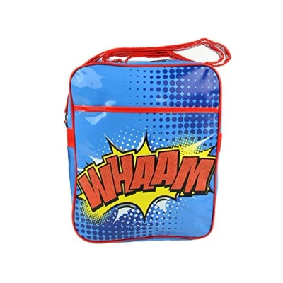 Image of Lightweight Oil Cloth Messenger Bag Cross Body Shoulder Unisex Pow Zap Boom Wham