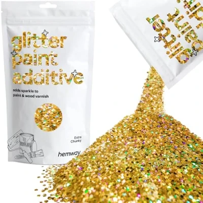 Image of Glitter Paint for Walls Gold Holographic Additive Emulsion Latex Acrylic Sparkles Extra Chunky Interior Painting 100g / 3.5oz
