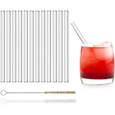 Image of Halm Glass Drinking Straws 12x 15 cm Short Budget Line Reusable Sipping Tubes Dishwasher Safe Small from Germany